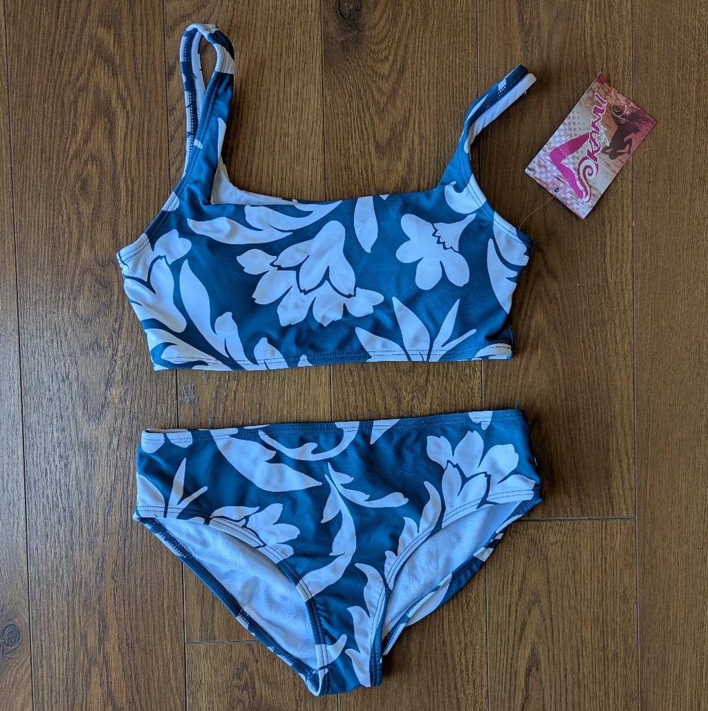 Kanu Surf Laurel Style 3832 Bikini Size 16 Girls Denim Blue NWT
